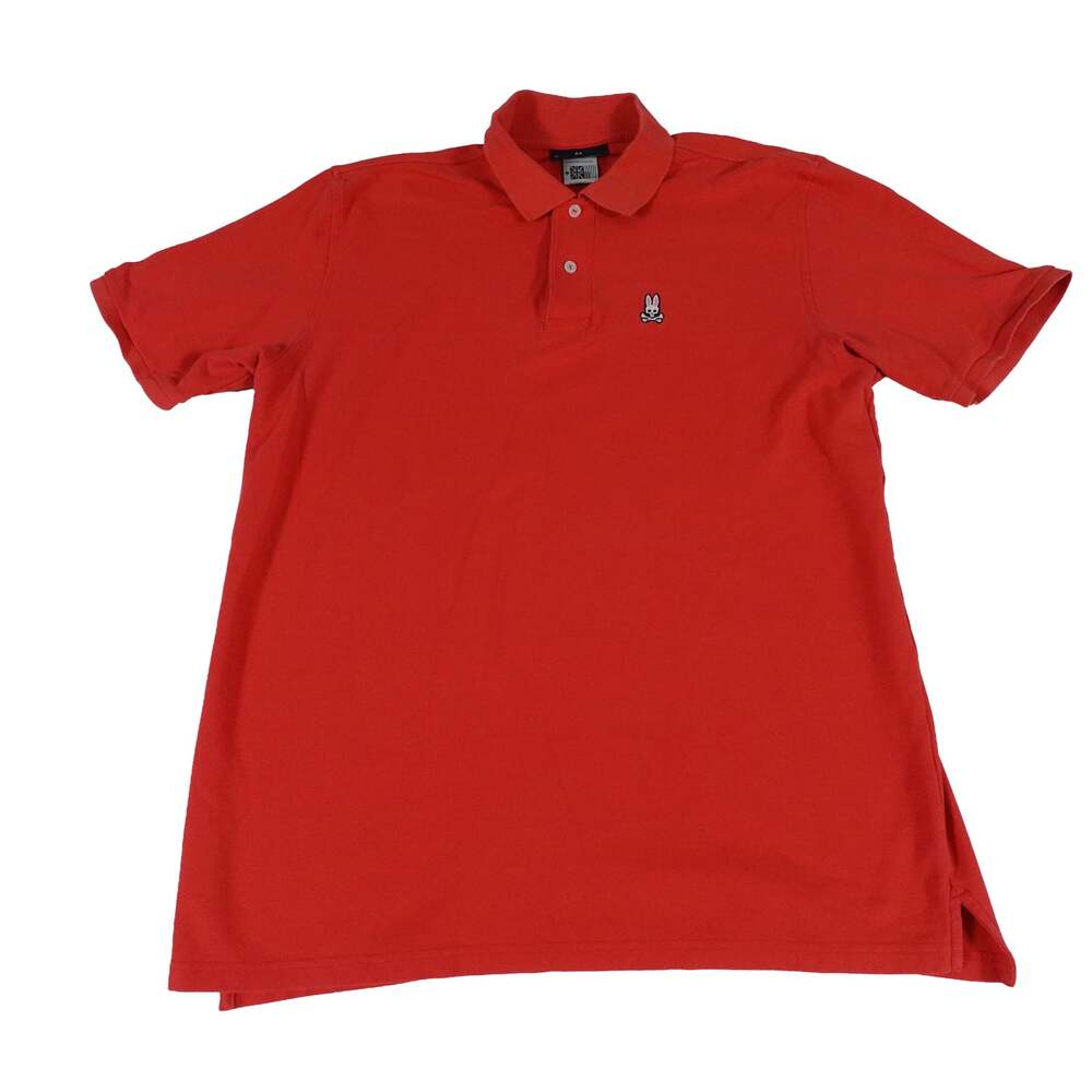 Psycho Bunny Embroidered 100% PIMA Cotton Knit Peru Red Polo Shirt 8 US XXL